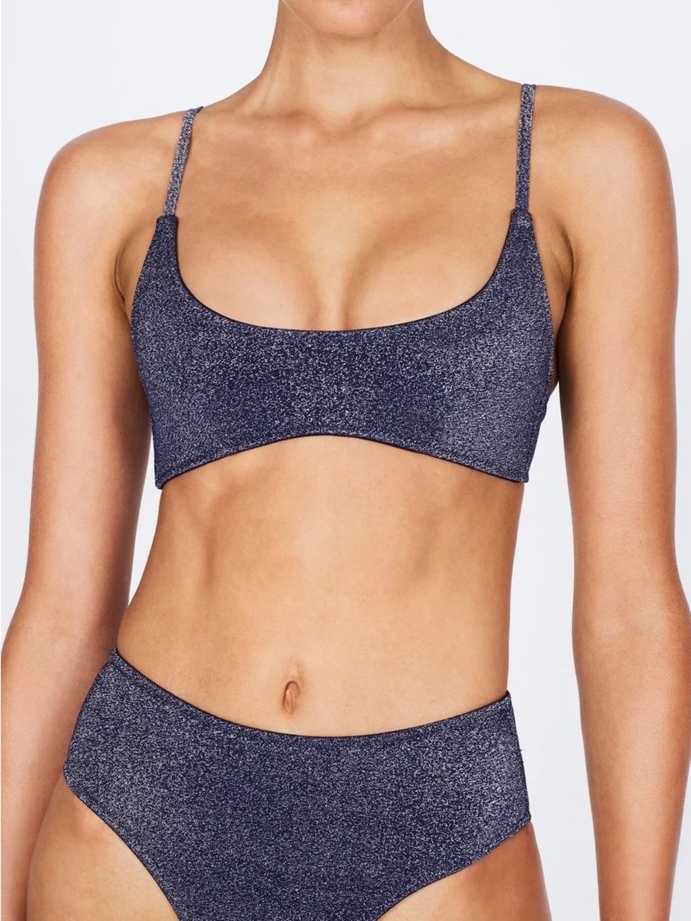 Triangl Shimmery Navy Scoop Bralette Bikini